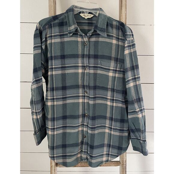 Eddie Bauer Women’s Flannel Plaid Long Sleeve Button Up Shirt Cotton Size Small - Picture 1 of 7
